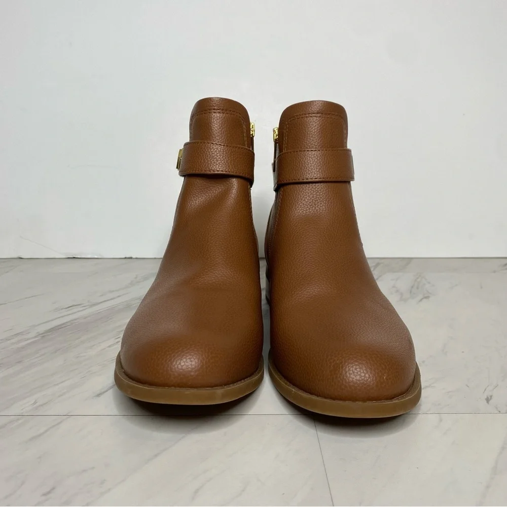 Michael Kors Jilly Brown Pebbled Faux Leather Bootie 9 1/2 M